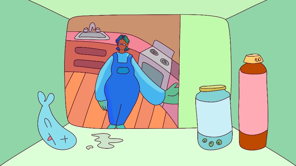 Mitch — apartment kitchen with fridge