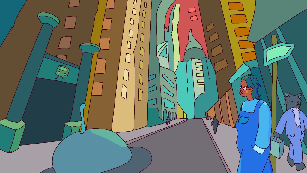 Mitch — city street with characters